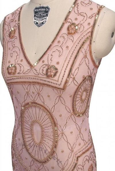 Old Hollywood Glamour Dress in Gold/Pink by The Deco Haus