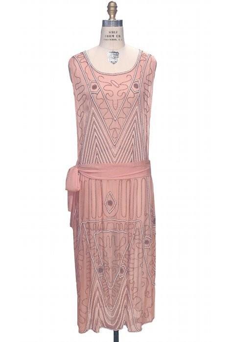 1920s Inspired Art Deco Dress in Blush by The Deco Haus