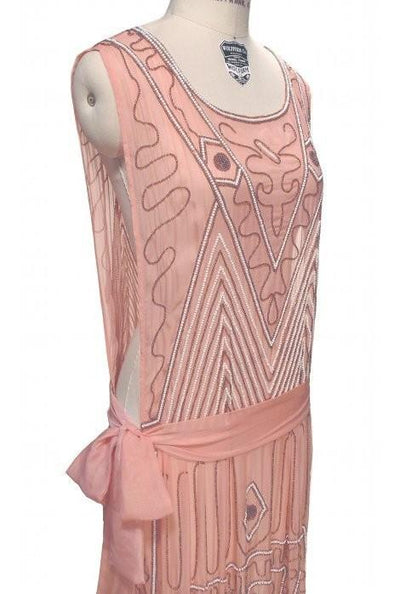 1920s Inspired Art Deco Dress in Blush by The Deco Haus