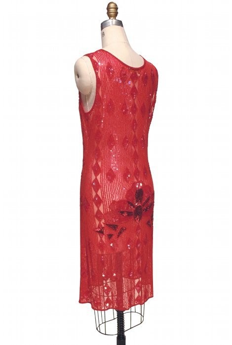 Vintage Inspired Art Deco Dress in Ruby by The Deco Haus