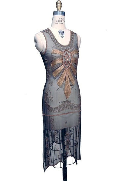 Flapper Style Art Deco Party Dress in Kohl - SOLD OUT