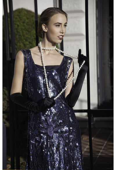 Vintage Inspired Art Deco Dress in Midnight by The Deco Haus