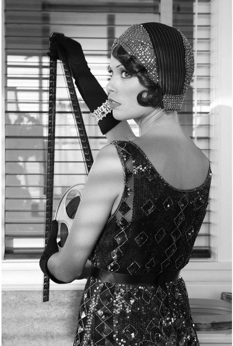 Vintage Inspired Art Deco Dress in Midnight by The Deco Haus
