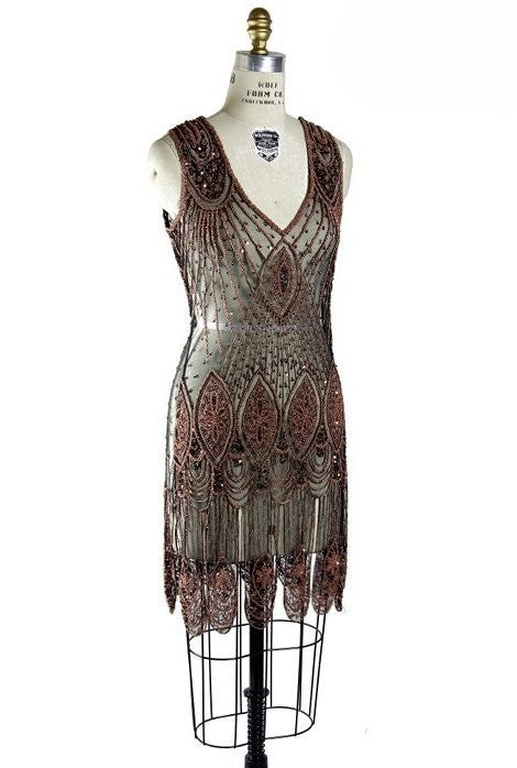 Great Gatsby Cocktail Dress in Copper-Jet - SOLD OUT