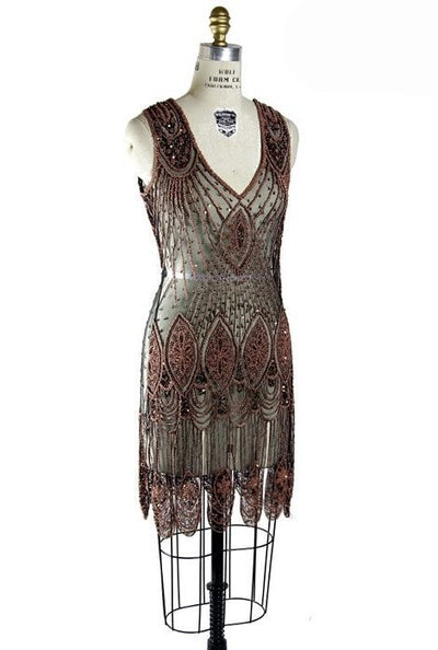 Great Gatsby Cocktail Dress in Copper/Jet by The Deco Haus