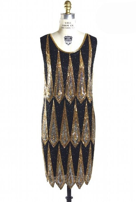 Charleston Art Deco Party Dress in Black by The Deco Haus