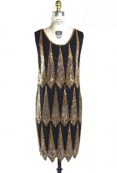 Charleston Art Deco Party Dress in Black by The Deco Haus