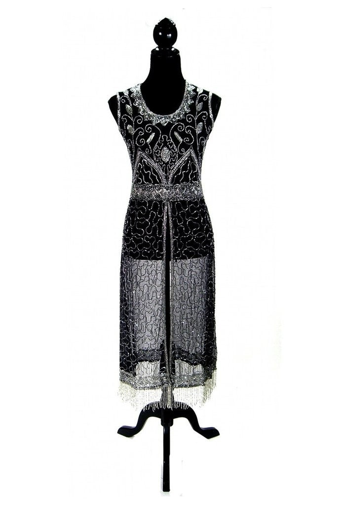 Titanic Vintage Inspired Gown in Silver/Black by The Deco Haus