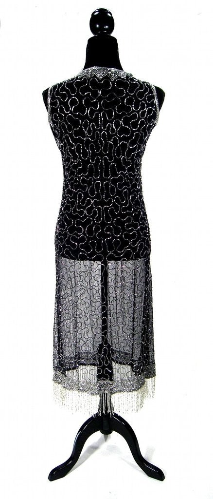 Titanic Vintage Inspired Gown in Silver/Black by The Deco Haus