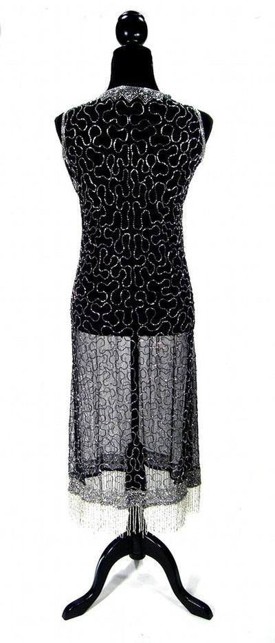 Titanic Vintage Inspired Gown in Silver/Black by The Deco Haus