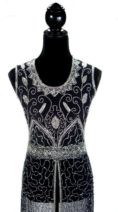 Titanic Vintage Inspired Gown in Silver/Black by The Deco Haus