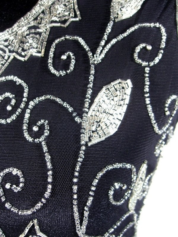 Titanic Vintage Inspired Gown in Silver/Black by The Deco Haus