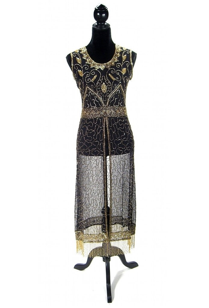 Titanic Vintage Inspired Gown in Gold/Black by The Deco Haus