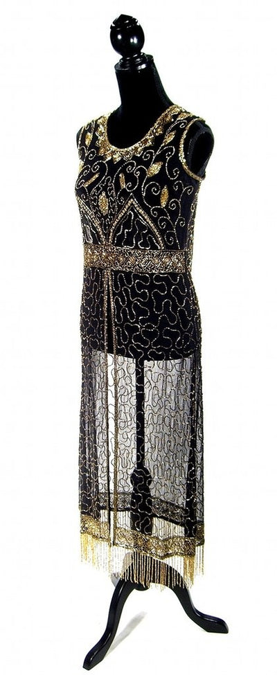 Titanic Vintage Inspired Gown in Gold/Black by The Deco Haus