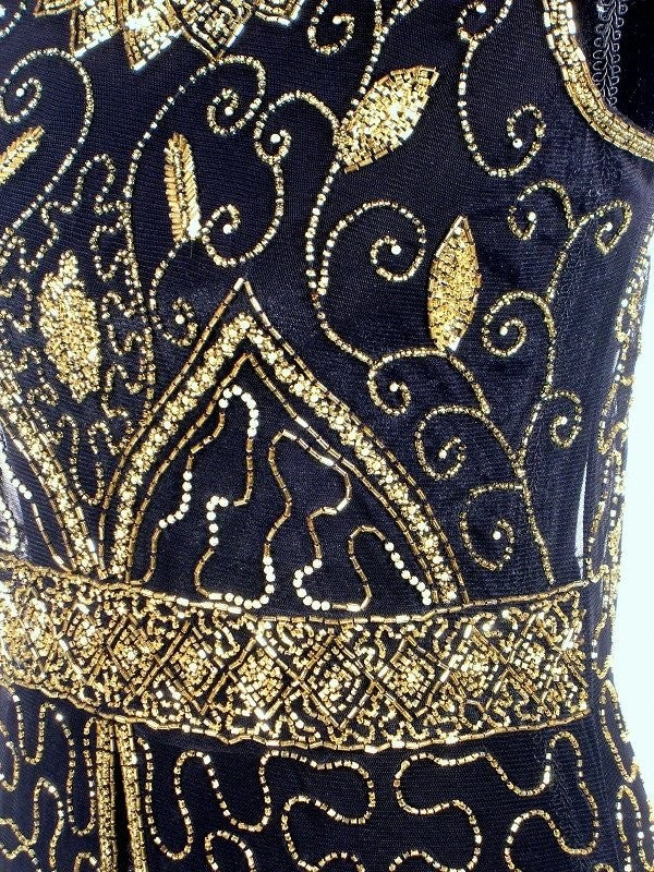 Titanic Vintage Inspired Gown in Gold/Black by The Deco Haus