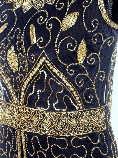 Titanic Vintage Inspired Gown in Gold/Black by The Deco Haus