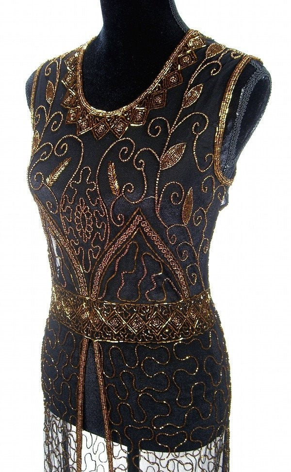 Titanic Vintage Inspired Gown in Copper/Black by The Deco Haus