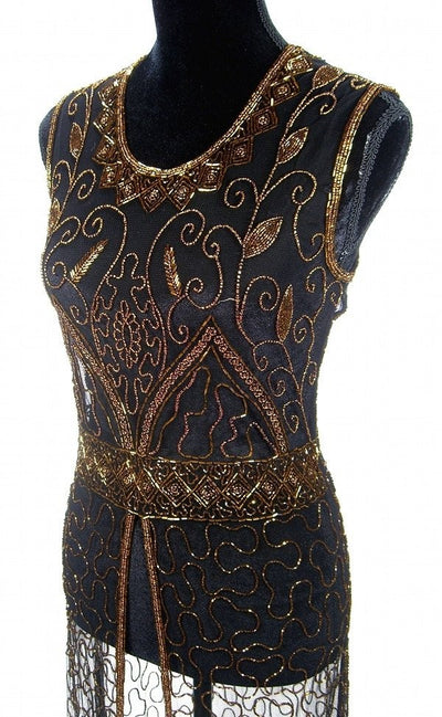 Titanic Vintage Inspired Gown in Copper/Black by The Deco Haus