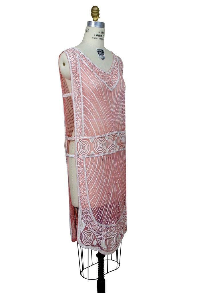 Great Gatsby Style Tabard Dress in Rouge Creme The Deco Haus