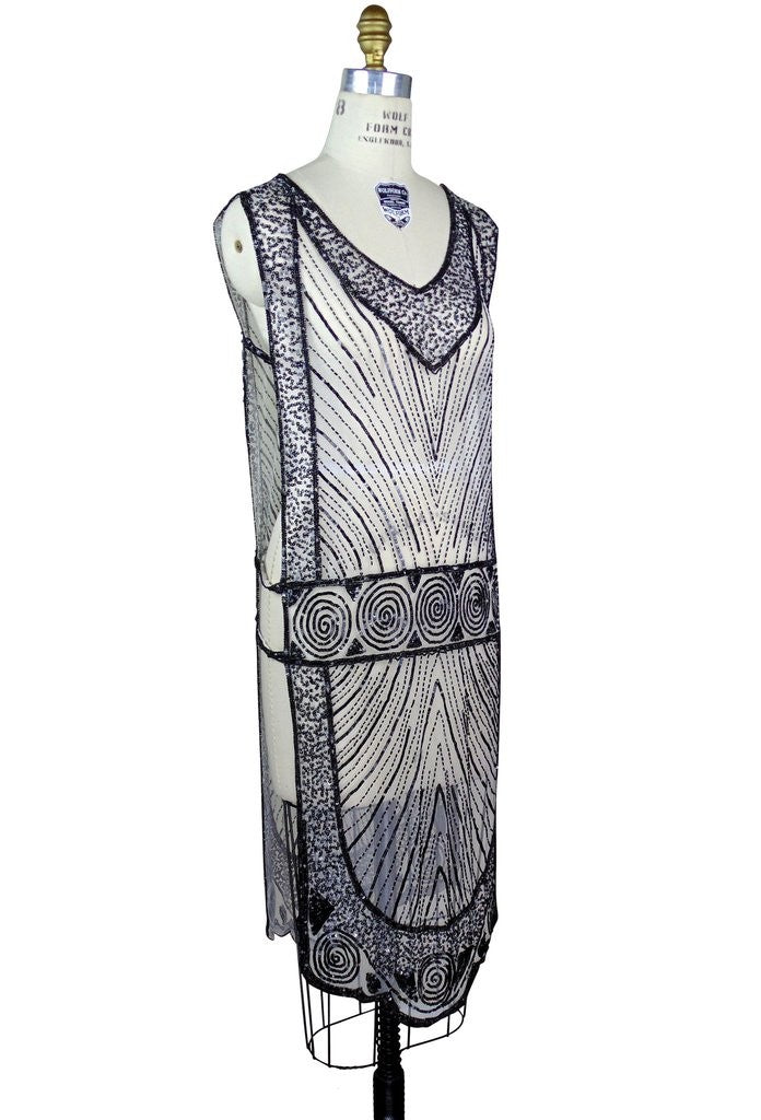 Great Gatsby Style Tabard Dress in Black/White by The Deco Haus