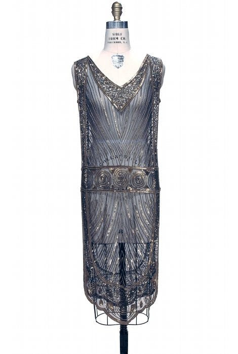 Great Gatsby Style Tabard Dress in Dark Blue by The Deco Haus