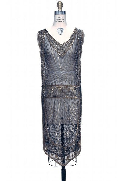 Great Gatsby Style Tabard Dress in Dark Blue by The Deco Haus