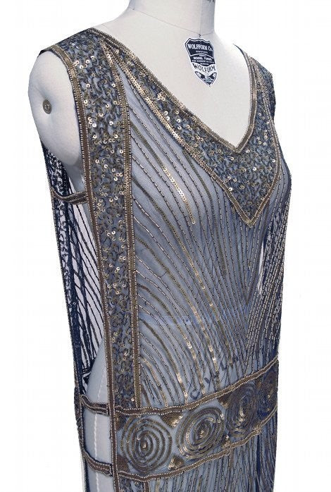 Great Gatsby Style Tabard Dress in Dark Blue by The Deco Haus