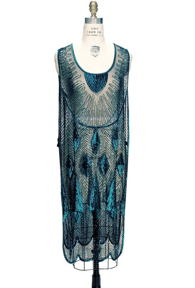 Art Deco Gemstone Party Dress in Tourmaline/Jet by The Deco Haus