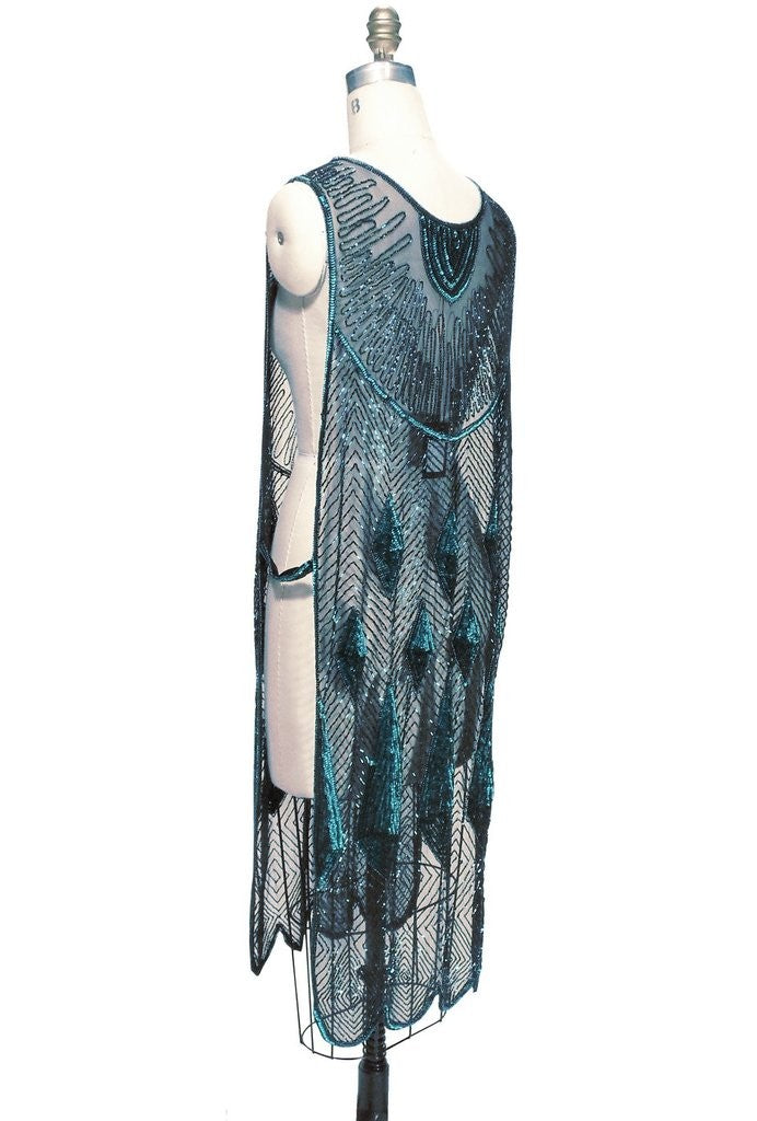 Art Deco Gemstone Party Dress in Tourmaline/Jet by The Deco Haus