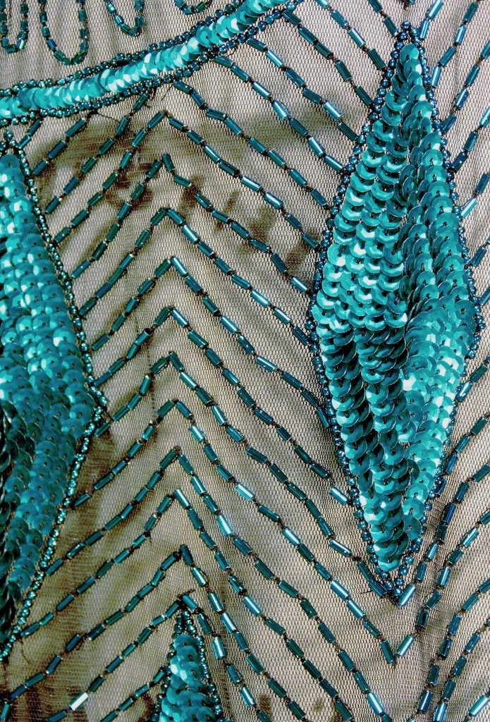 Art Deco Gemstone Party Dress in Tourmaline/Jet by The Deco Haus