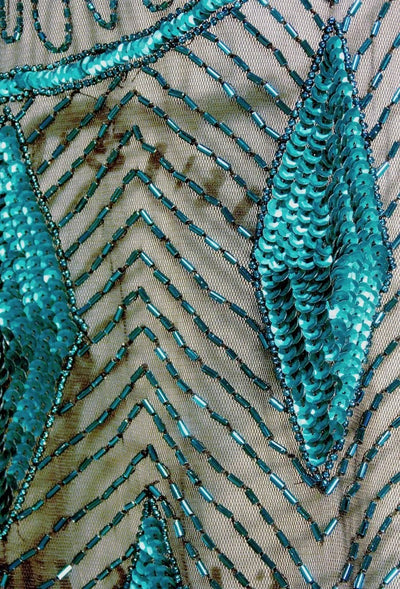 Art Deco Gemstone Party Dress in Tourmaline/Jet by The Deco Haus