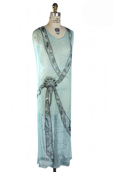 Flapper Style Elegant Party Dress in Aqua by The Deco Haus