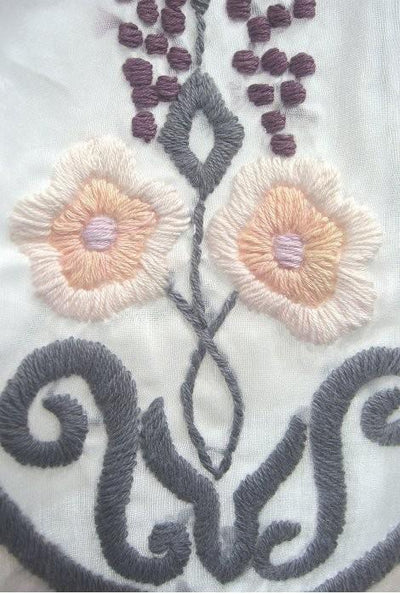 1920s Vintage Style Embroidered Dress in White by The Deco Haus