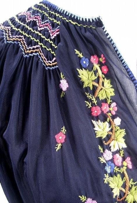 1920s Style Embroidered Maxi Dress in Ink Blue by The Deco Haus