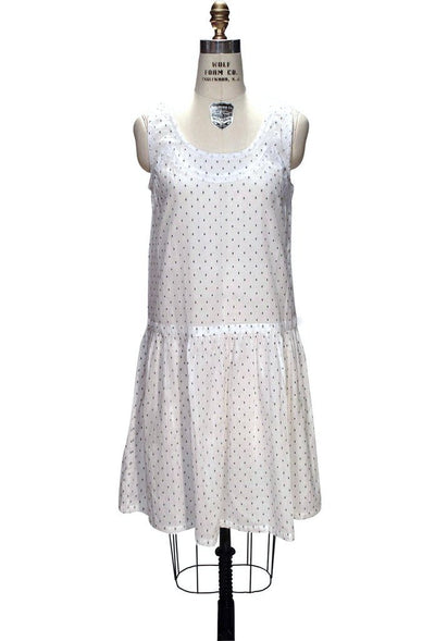 1930s Style Deco Black Dots White Dress by The Deco Haus