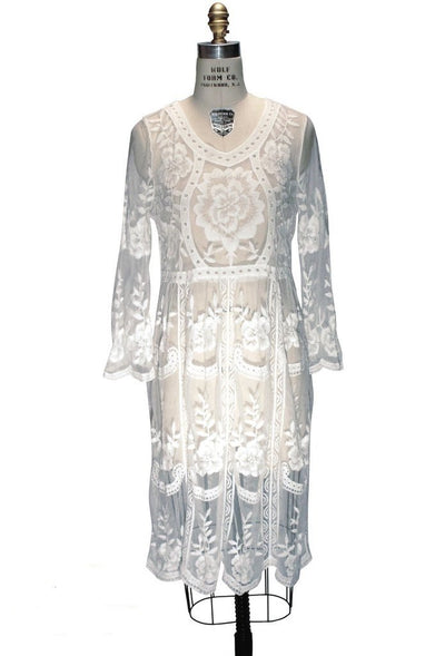 1920s Inspired Vintage Lace Bridal Dress in White by The Deco Haus