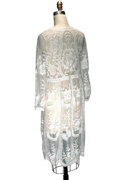 1920s Inspired Vintage Lace Bridal Dress in White by The Deco Haus