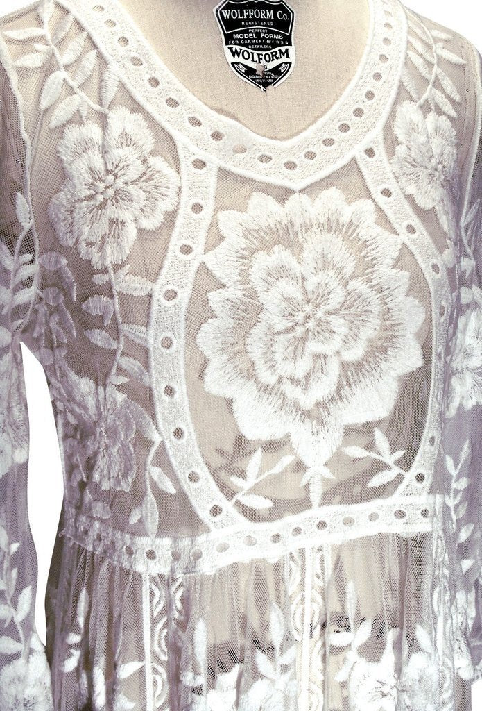 1920s Inspired Vintage Lace Bridal Dress in White by The Deco Haus