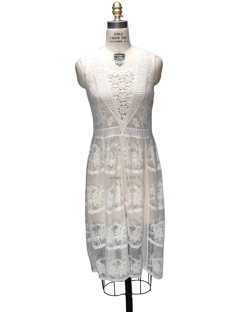 1920s Inspired Multi Lace Overlay Bridal Dress by The Deco Haus