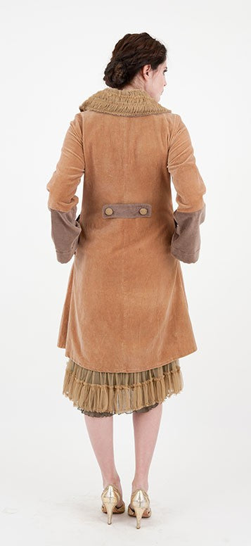 Nataya T-378 Vintage Velvet Ruffle Coat