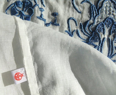 1920s Inspired Romantic Embroidered Dress in French Blue/White by The Deco Haus