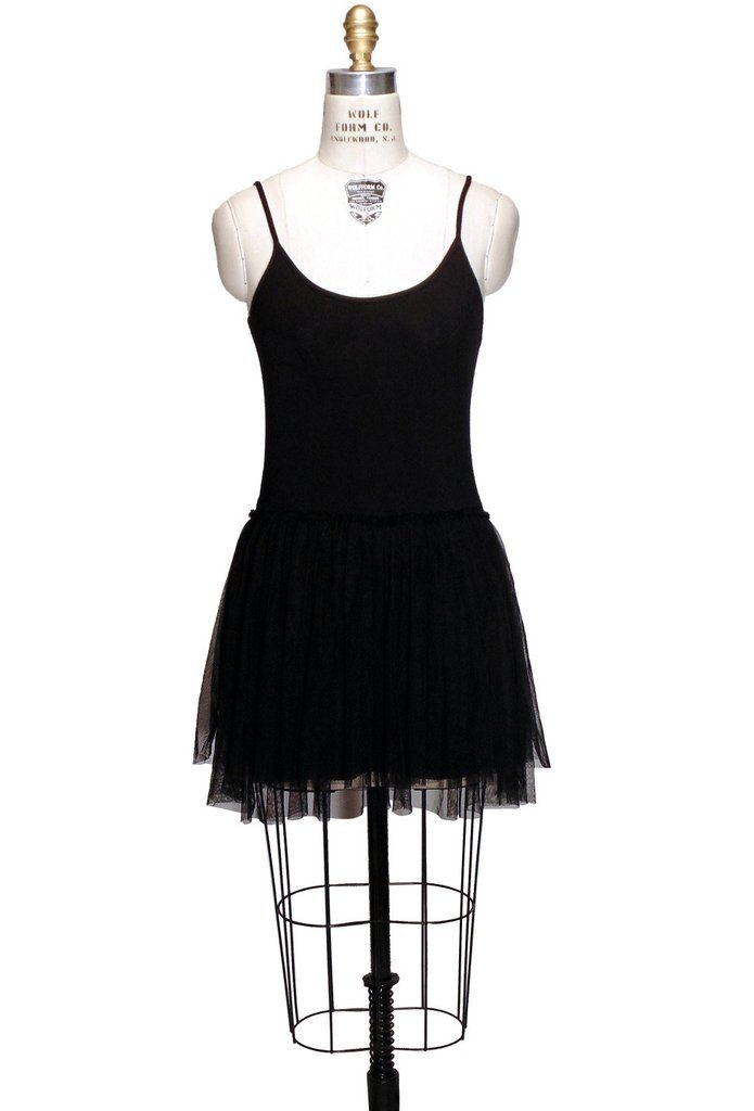 1920s Inspired Tulle Ballerina Slip Dress in Black by The Deco Haus