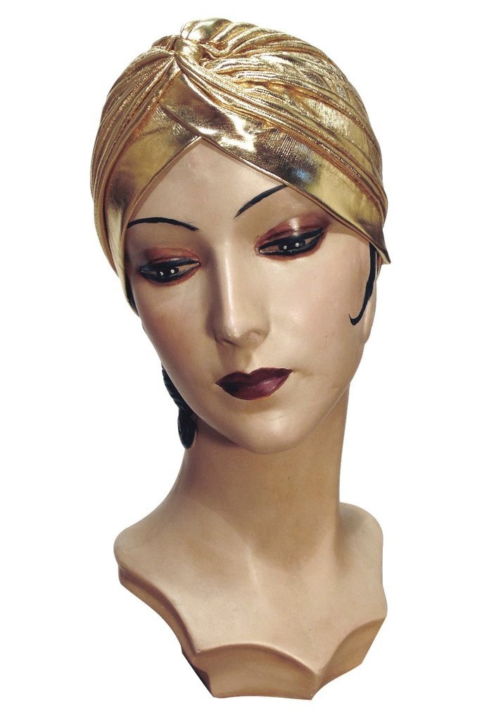 Roaring Twenties Evening Turban in Gold Lame by The Deco Haus