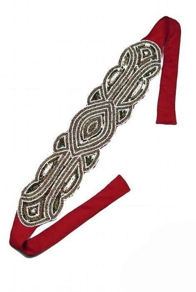 Great Gatsby Bandeau Style Headband in Gold/Scarlet by The Deco Haus