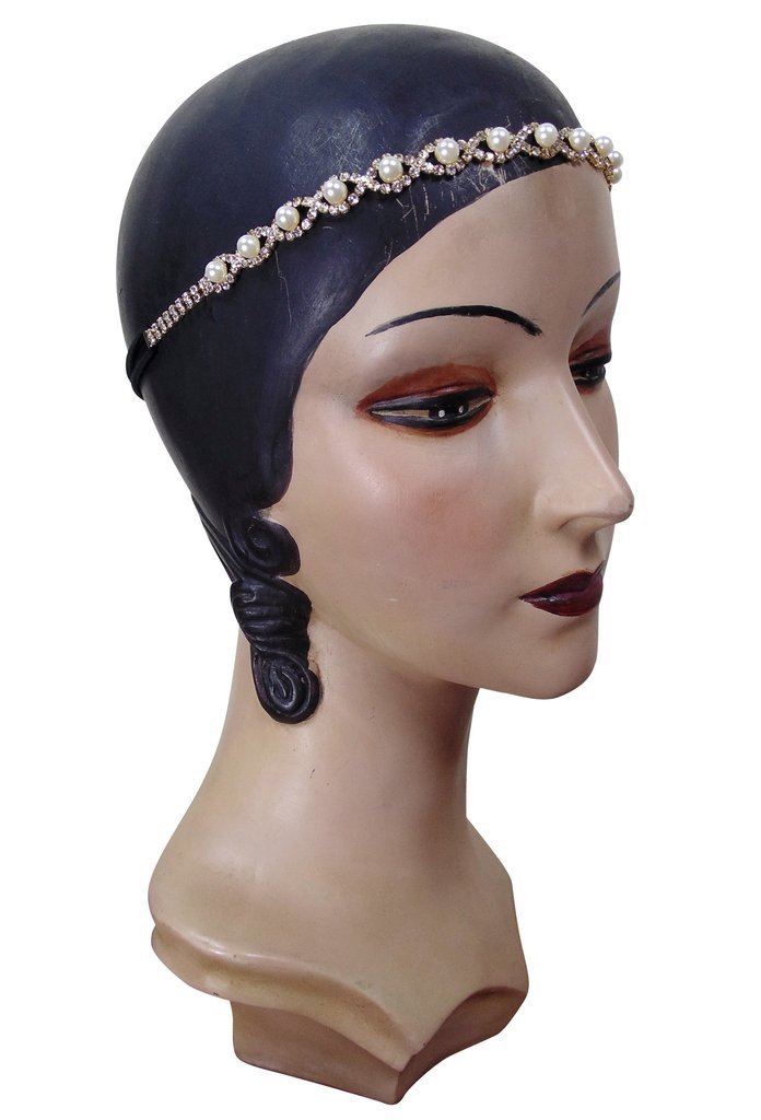 Vintage Inspired Gold Pearl Diamante Headband by The Deco Haus