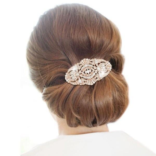 Vintage Inspired Bridal Hair Comb in Rose Gold by The Deco Haus