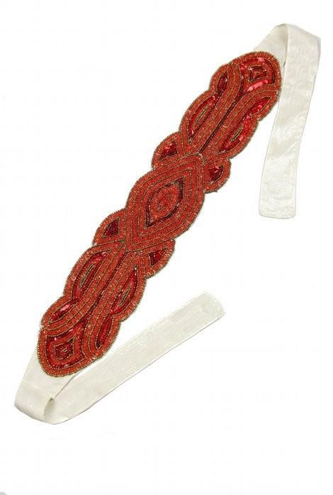 Great Gatsby Bandeau Style Headband in Scarlet/Ivory by The Deco Haus