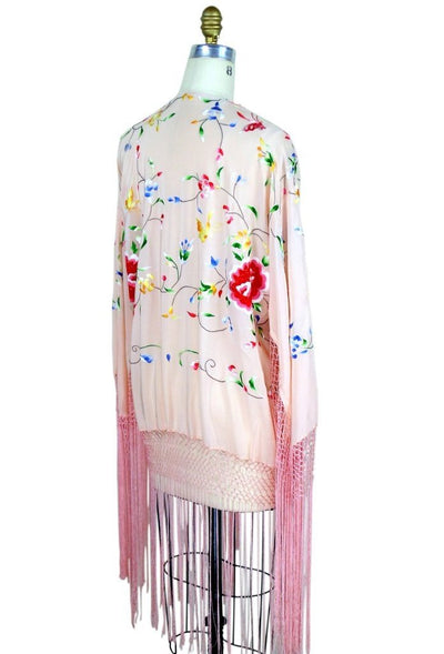 Flapper Style Embroidered Piano Shawl Jacket in Pink by The Deco Haus