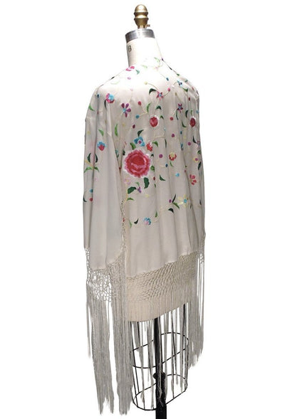 Flapper Style Embroidered Piano Shawl Jacket in White - SOLD OUT