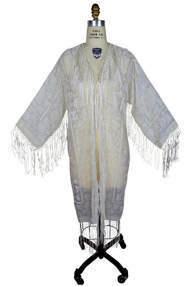 Art Deco Scarf Coat in Wedding Ivory by The Deco Haus